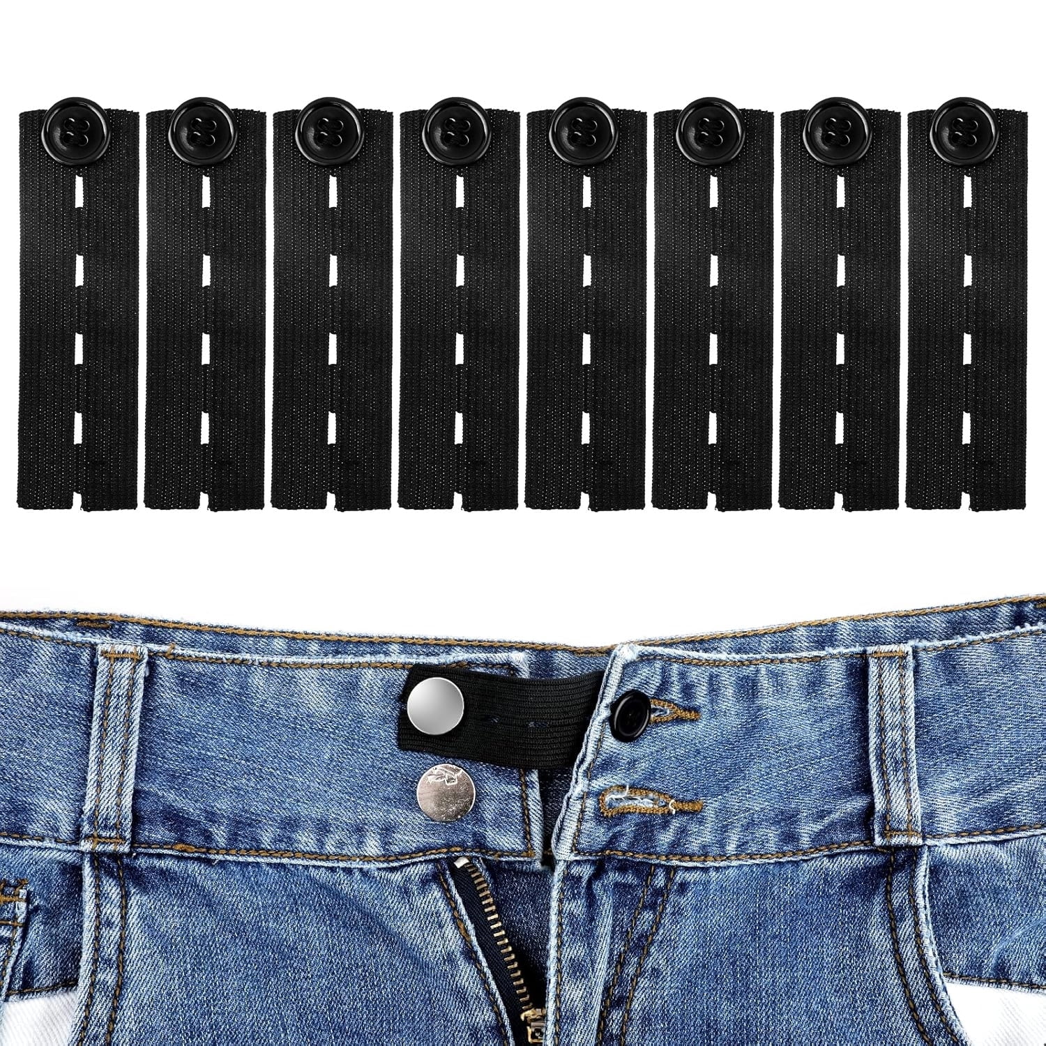 8Pcs Waist Extender Button Elastic Comfy Adjustable Waistband Expanders ...