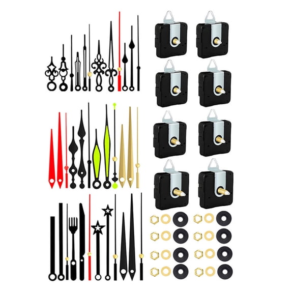 8Pcs Wall Clock Movement Mechanism Kits with 12 Pairs of Hands for Customs Clock Repair Part Shaft Length 13/18/24mm