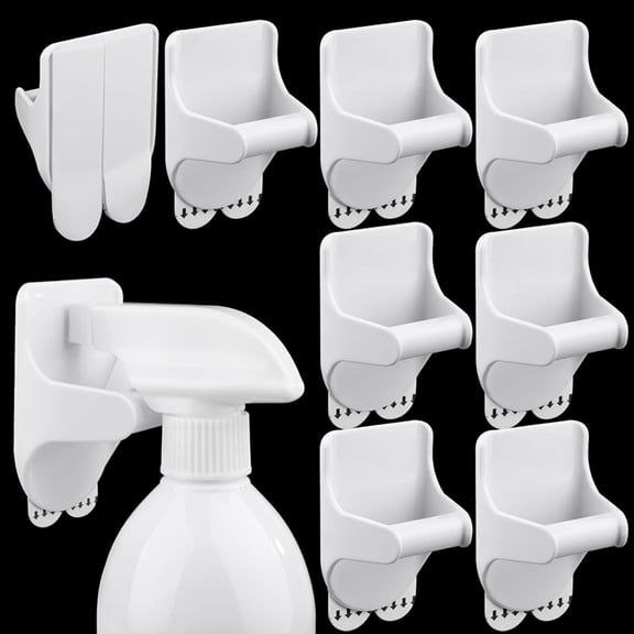 8Pcs Wall Mount Sprays Bottle Holder,No Damage Strong Adhesive Bottle Hooks Sprays Bottle Hanger, Bottle Rack