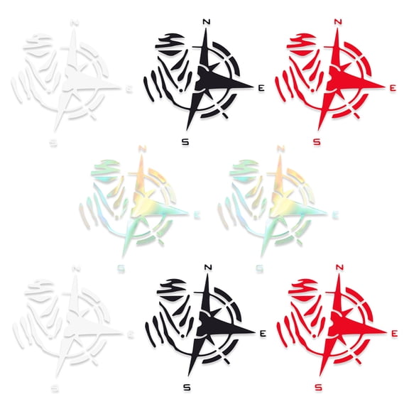 8Pcs Waterproof Car Stickers and Decals Compass Car Sticker Waterproof Bumper Decals Reflective Sticker Decal Safety Driving Decal DIY