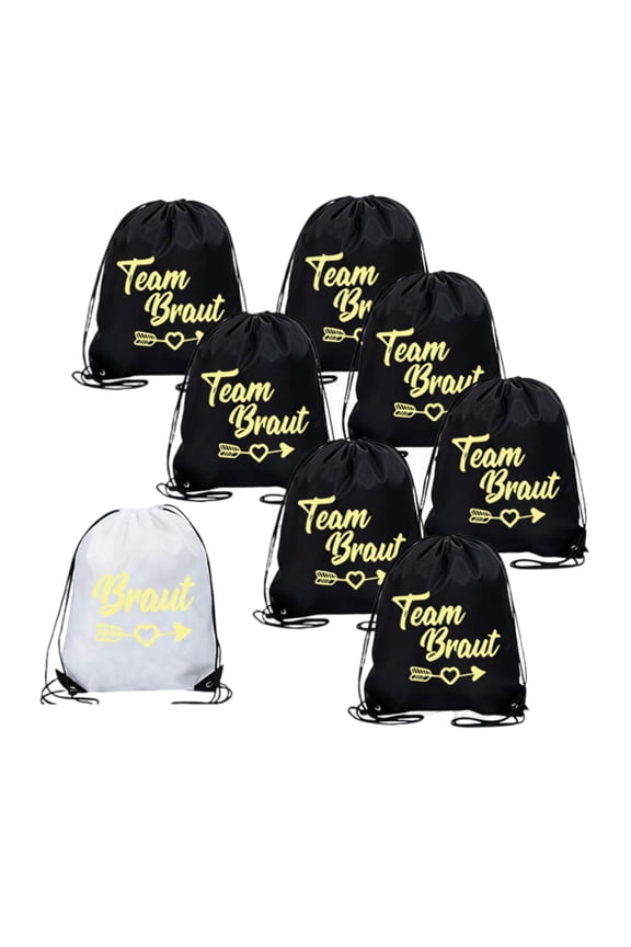 8Pcs Wedding Travel Backpack Team Bride Drawstring Bag Set For Bride Bridesmaid