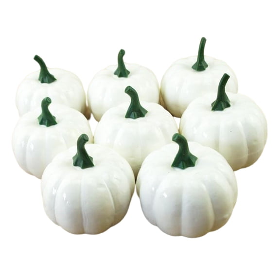 8Pcs White Artificial Pumpkins, Mini Foam Pumpkins White Pumpkins Bulk for DIY Decorating Fall Halloween Thanksgiving, 2.20x2.56 inch
