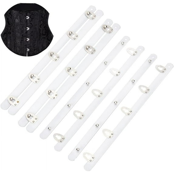 8Pcs White Corset Steel Bones 9.5inch Steel Buckle Iron Spring Steel Corset Set Hook and Eye Corset Steel Bones Wedding Accessories for Corsets Corsets Waist Trainers