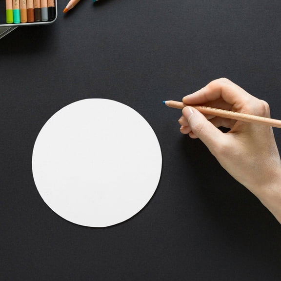 8Pcs White Painting Canvases Round Shape Canvas Boards Durable for Artist Use