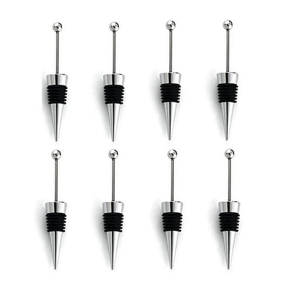 8Pcs Wine Stoppers for Wine Bottles, Metal Wine Saver Beer Stopper, Reusable Wine Corks Silicone Wine Stopper,8 x wine stopper,silver