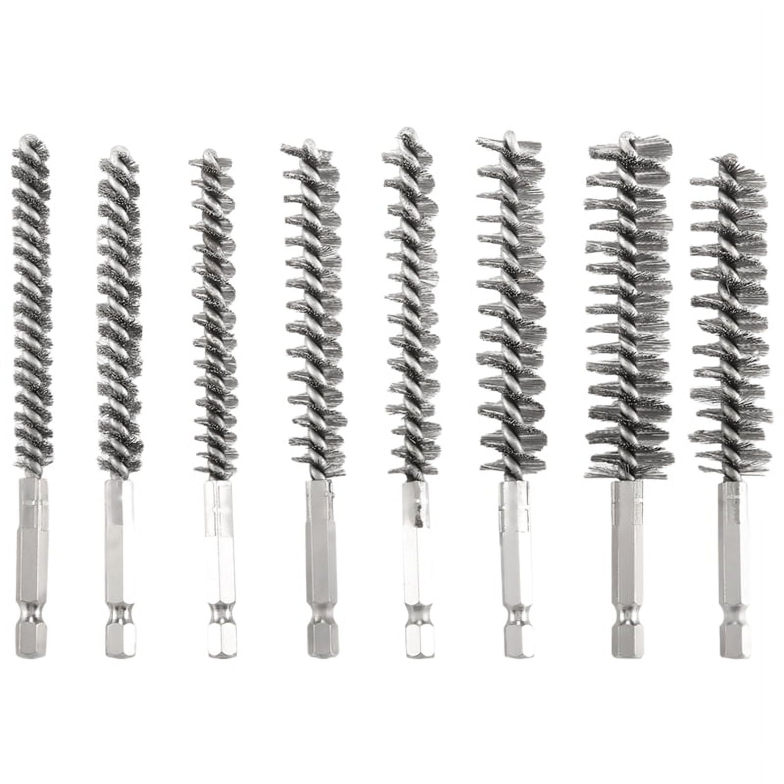 8Pcs Wire Brush Drill Bit Set with 1 4 Inch Hexagon Steel Wire Twisting Brush Suitable for Drilling Percussion A Walmart
