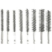 8Pcs Wire Brush Drill Bit Set with 1/4 Inch Hexagon Steel Wire Twisting Brush,Suitable for Drilling Percussion A