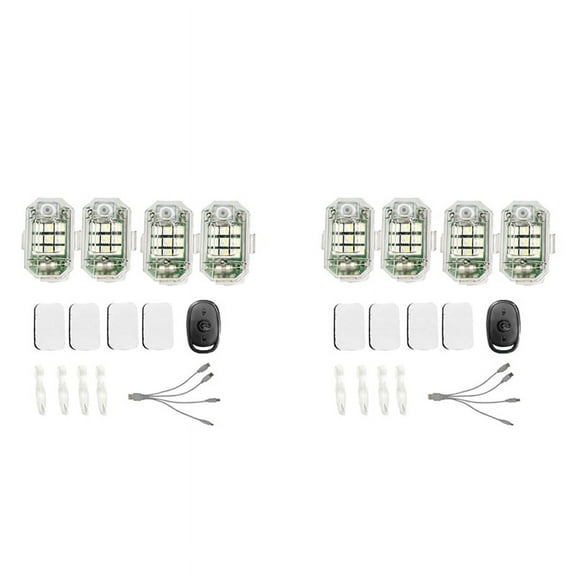 8Pcs Wireless Remote Control LED Strobe Light for Car Motorcycle Bike 7 Colors Anti-Collision Flash Warning Lamp