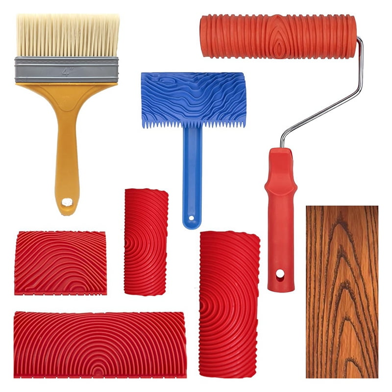 RLECS 4-Piece Rubber Wood Grain Tool Set – Paint Texture Stamping Tools For Faux Wood On Walls & Furniture