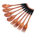 thumbnail image 1 of 8Pcs Wooden Spoons Forks Set, Japanese Style Wooden Utensil Set, Handmade Kitchen Spoon, Reusable Travel, 1 of 9