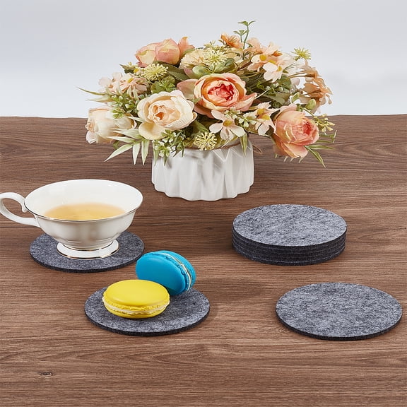 8Pcs Wool Felt Cup Mat Flat Round Non-Slip Felt Coaster Non-Slip Absorbent Drink Coasters for Office Desk Housewarming Gifts Home Decor 100x5mm