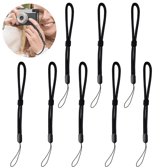 8Pcs Wrist Strap Lanyards,Small Strap Wrist Short Lanyard,Adjustable Wristlet Phone Lanyards,Nylon Hand Wrist Straps,for Keys,Cell Phone,Camera,Flashlight,Phone Cases (Black)