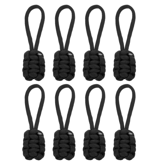 8Pcs Zipper Pulls Replacement, 80 x 3mm Polypropylene Rope Zipper Heads, Black