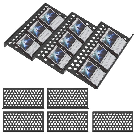 8Pcs diamond hole Trading Card Display Riser Black Acrylic Modular Structure Risers Trading Card Rack for Sports Showcase Vendor Booth