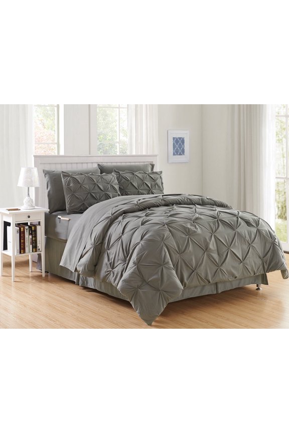 8Piece Comforter & Sheet Set King Grey