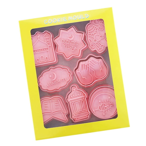 8Piece Grade Plastic Eid Cookie Stamp Set Produced For Eid Festivities Perfect For Home Bakers And Professional