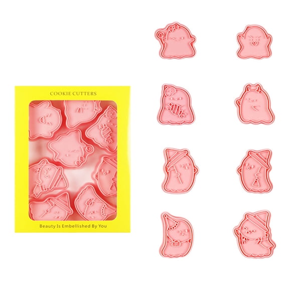 8Pieces Cookie Molds Halloween Biscuit Cutter Ghostly Shape Cookie Molds Baking Tool Suitable for Familys Gatherings