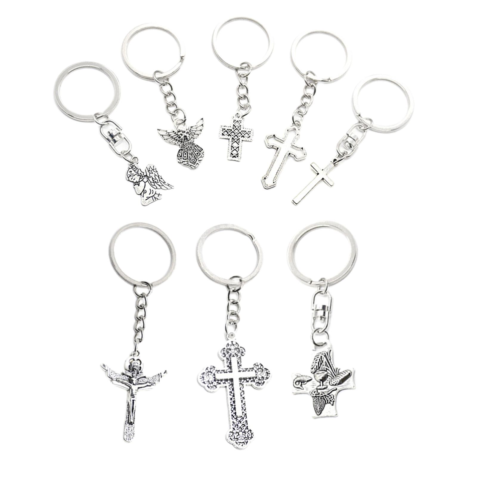 8Pieces Jesus Cross Charms Pendants Religious Birthday Gifts Bulk Keychain  for Crafting Party Graduation