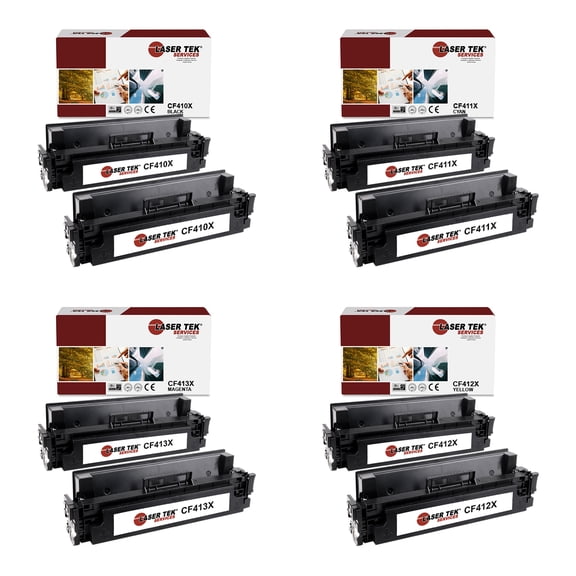 8Pk LTS 410X B C M Y HY Compatible for HP LaserJet Pro M452dn M452dw Toner