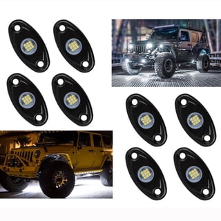 PSEQT 3/4 LED Rock Lights Round Underglow Wheel Fender Side Marker Clearance Lights With Bullet Grommets Waterproof For Trailer Golf Cart Offroad