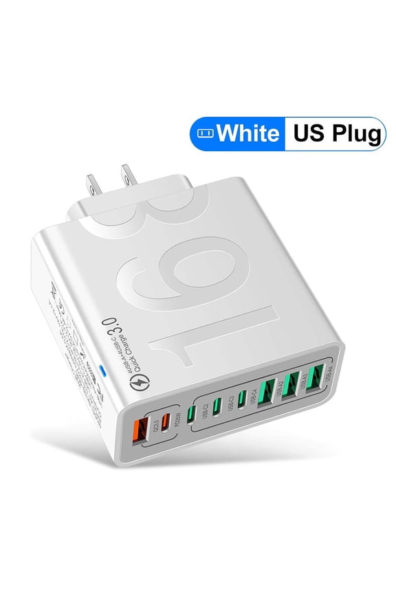 TOPRenddon 8Port Fast Charging USB Hub with 4 USB-C and 4 USB-A Ports for Simultaneous Charging Smart Technology Multiple Devices iPhone Android Tablet Smartwatch Office Home Use,Home Decor