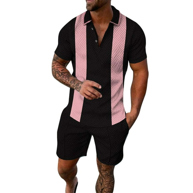 8QIDA Autumn Mens Suits Big and Tall 54L Male Casual Striped Gradient