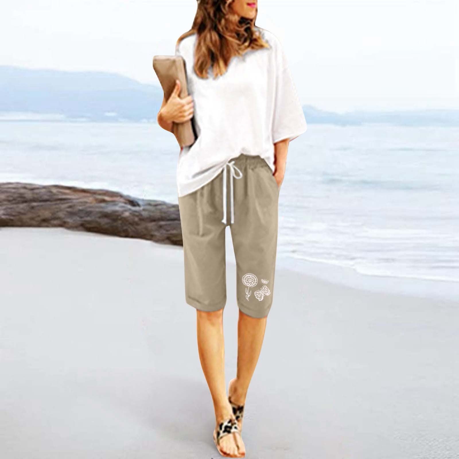 8QIDA Fashion Women's Rompers Shorts Women's Plus Size Casual Capri ...
