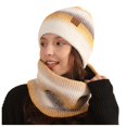 8QIDA Hat Gloves Scarf Set Women Yellow Ladies Outdoor Warm Tie Dye