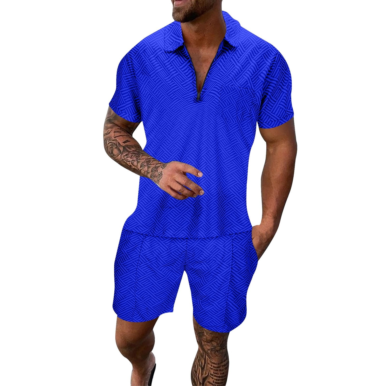 Casual Striped Print Pocket V Neck Short Sleeve Two Pieces Casual Striped Print Pocket V Neck Short Sleeve Two Pieces