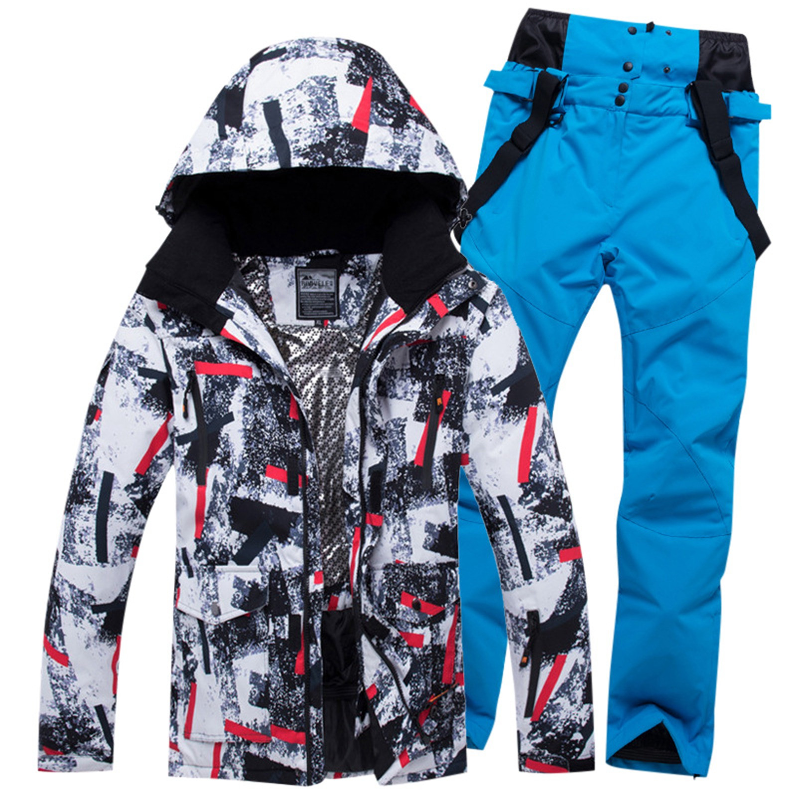 8QIDA Male Ski Jackets and Pants Set Windproof Insulated Snowsuit ...