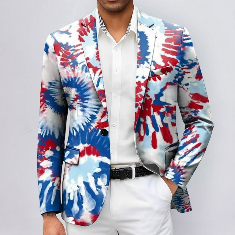 8QIDA Men Suits Green Casual Mens Independence Day 3D Digital Printed Suit Jacket Light Business Suit Jacket XXXL Walmart