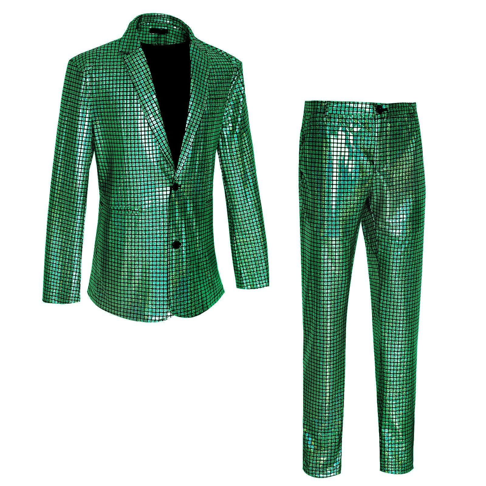 8QIDA Men Suits Regular Fit 4X Men's Sequin Checkered Suit Party Stage Nightclub Dazzling and Cool Performance Suit Set XL 8QIDA Men Suits Regular Fit 4X Men's Sequin Checkered Suit Party Stage Nightclub Dazzling and Cool Performance Suit Set XL