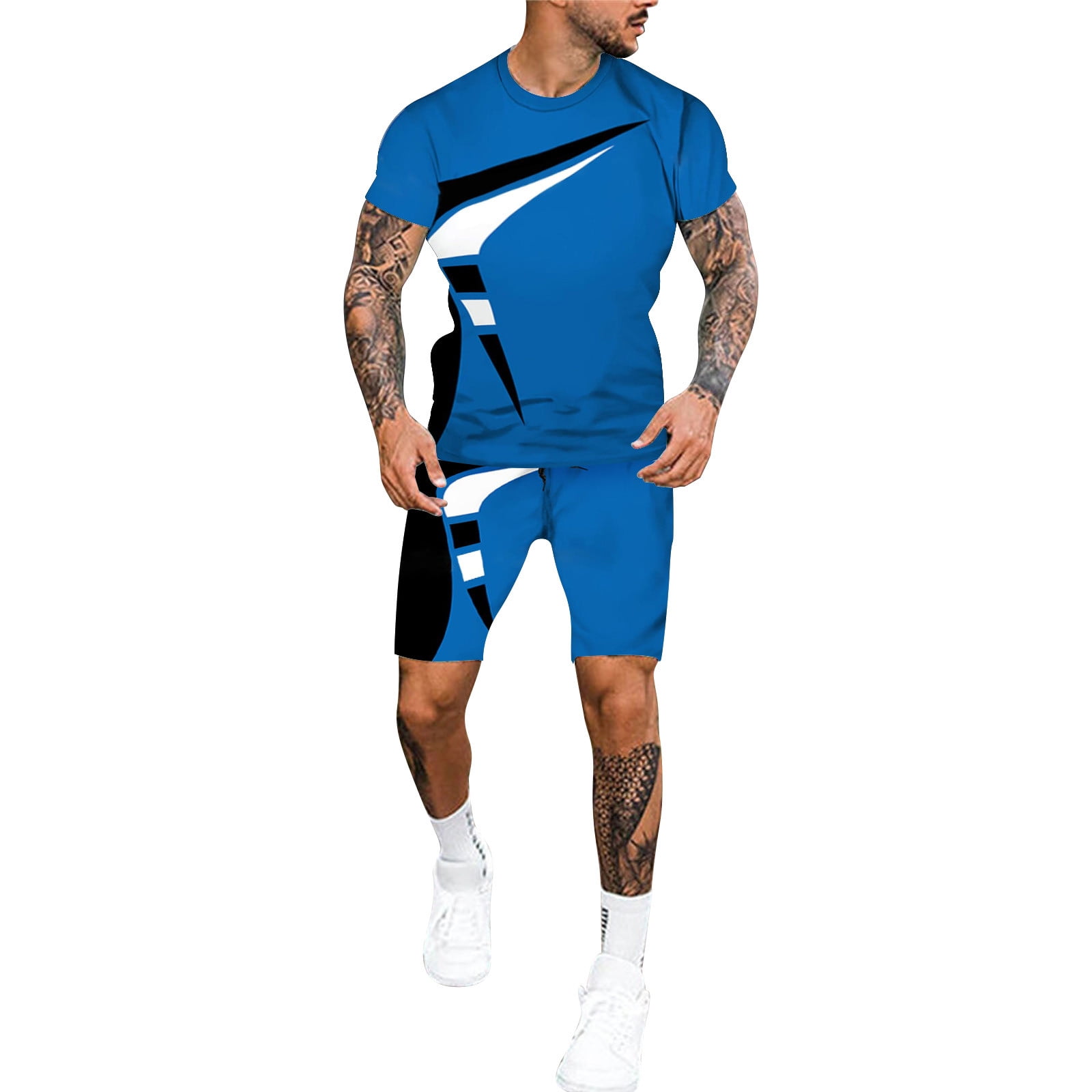8QIDA Men's Quick Dry 3D Short Sleeve Suit Shorts Beach Tropical ...