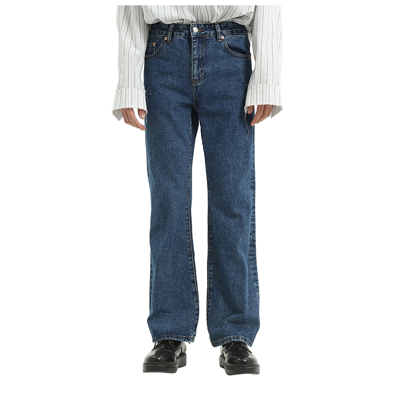 8QIDA Men's Slim Fit Flared Jeans Comfort Denim Pants 60S 70S Retro