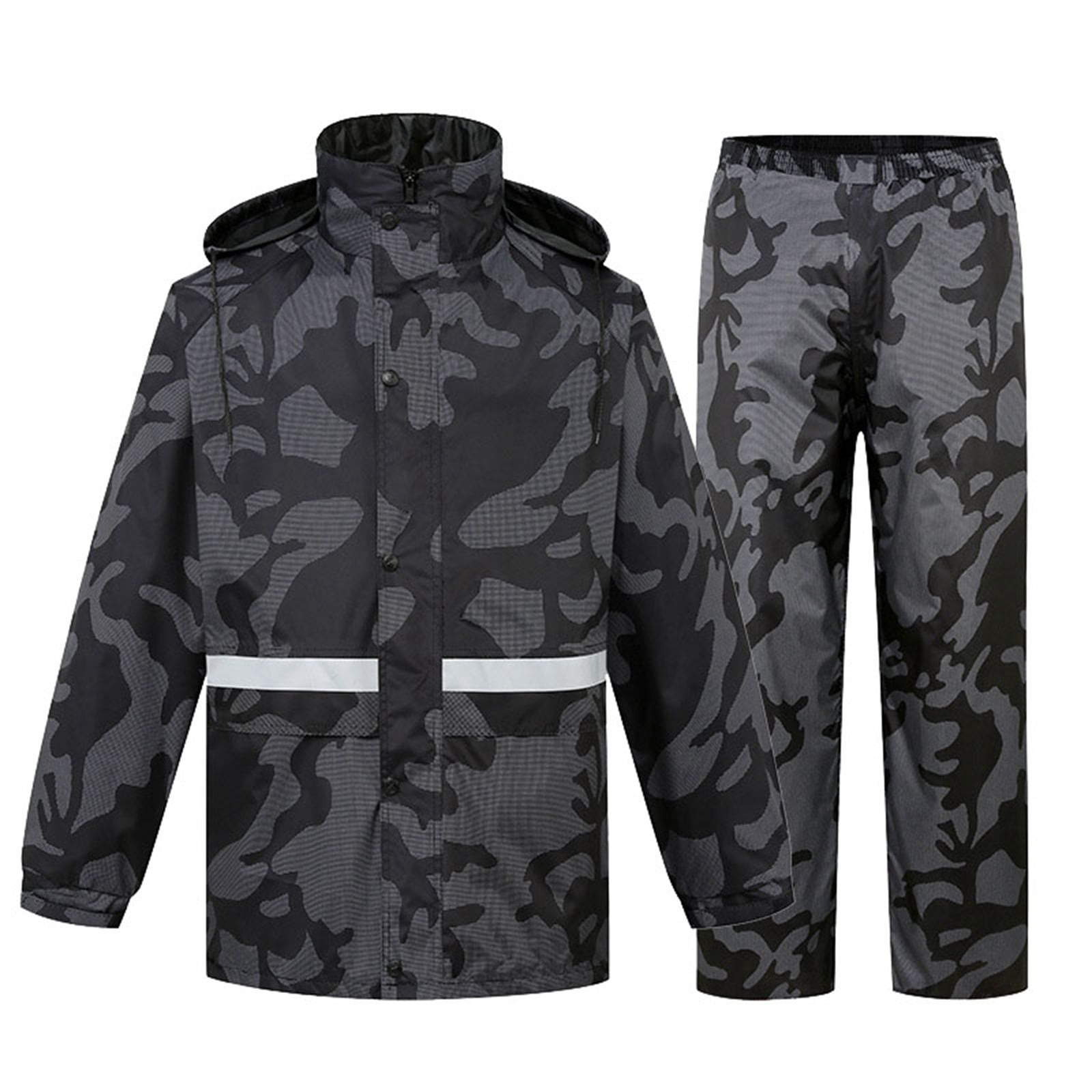 8QIDA Men's Suit Jackets 50R Men's Two Tier Rain Suits Rain Jacket with ...