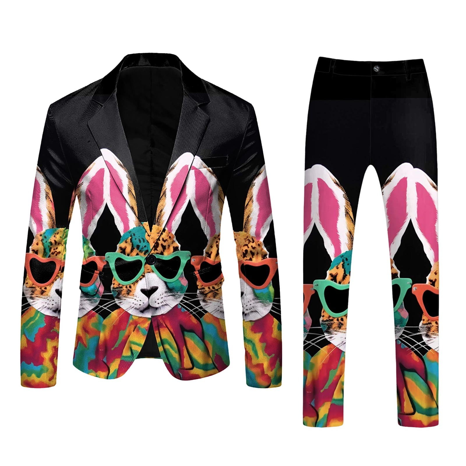 8QIDA Men s Suit Jackets 50R Mens 3D Digital Printed Suit Set Light Business Suit Jacket Trousers Set Blue L Walmart