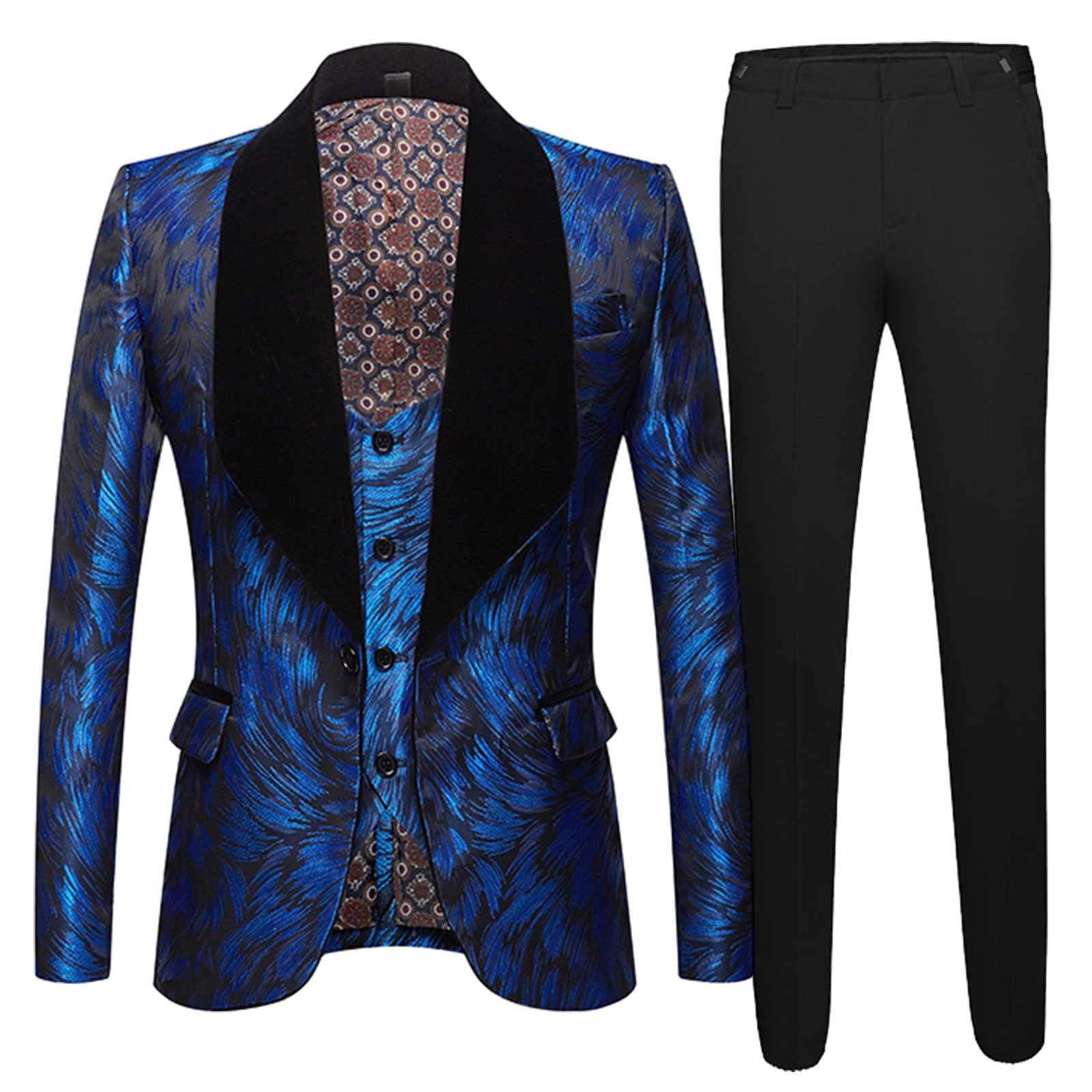 8QIDA Men's Suit Separates Slim Fit Mens Jacquard Suit Bright Silk ...
