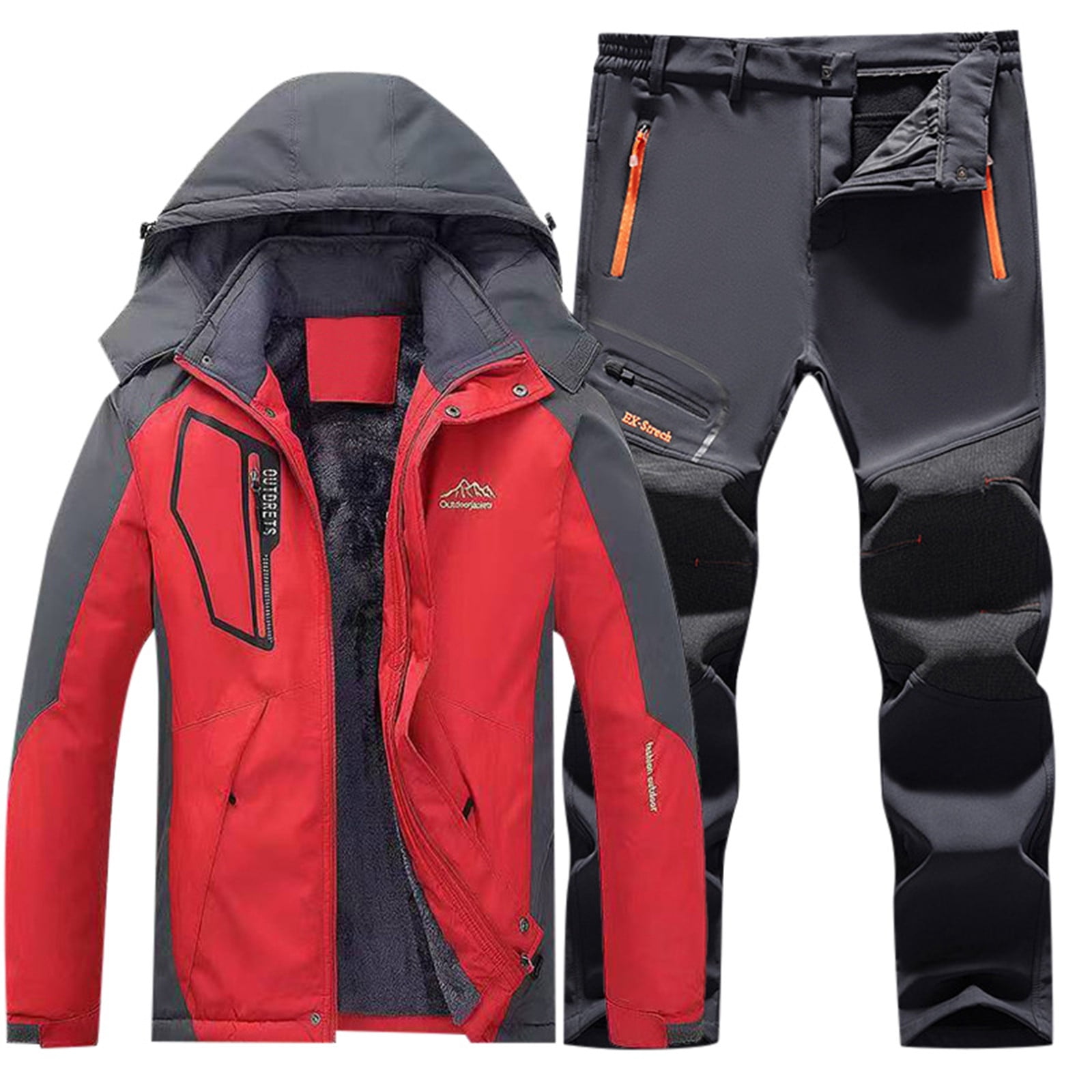 8QIDA Men s Suits Slim Fit Grey Male Ski Wear Winter Windproof Hooded Jacket and Pants Suitable for Casual Outdoor Ski Wear Enthusiasts Black Xxxxl Walmart