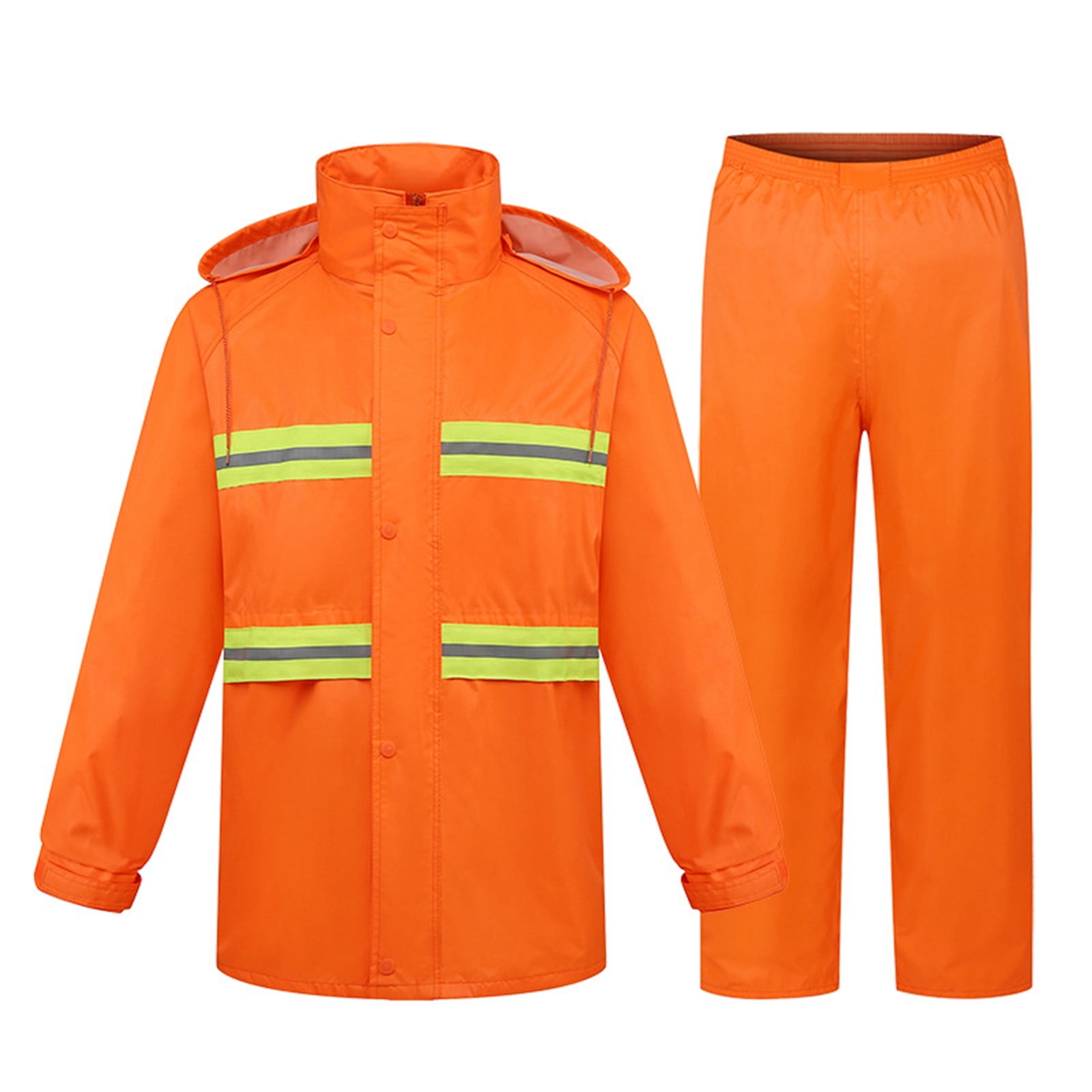 8QIDA Men's Two Tier Rain Suits Rain Jacket with Pants High Visibility ...