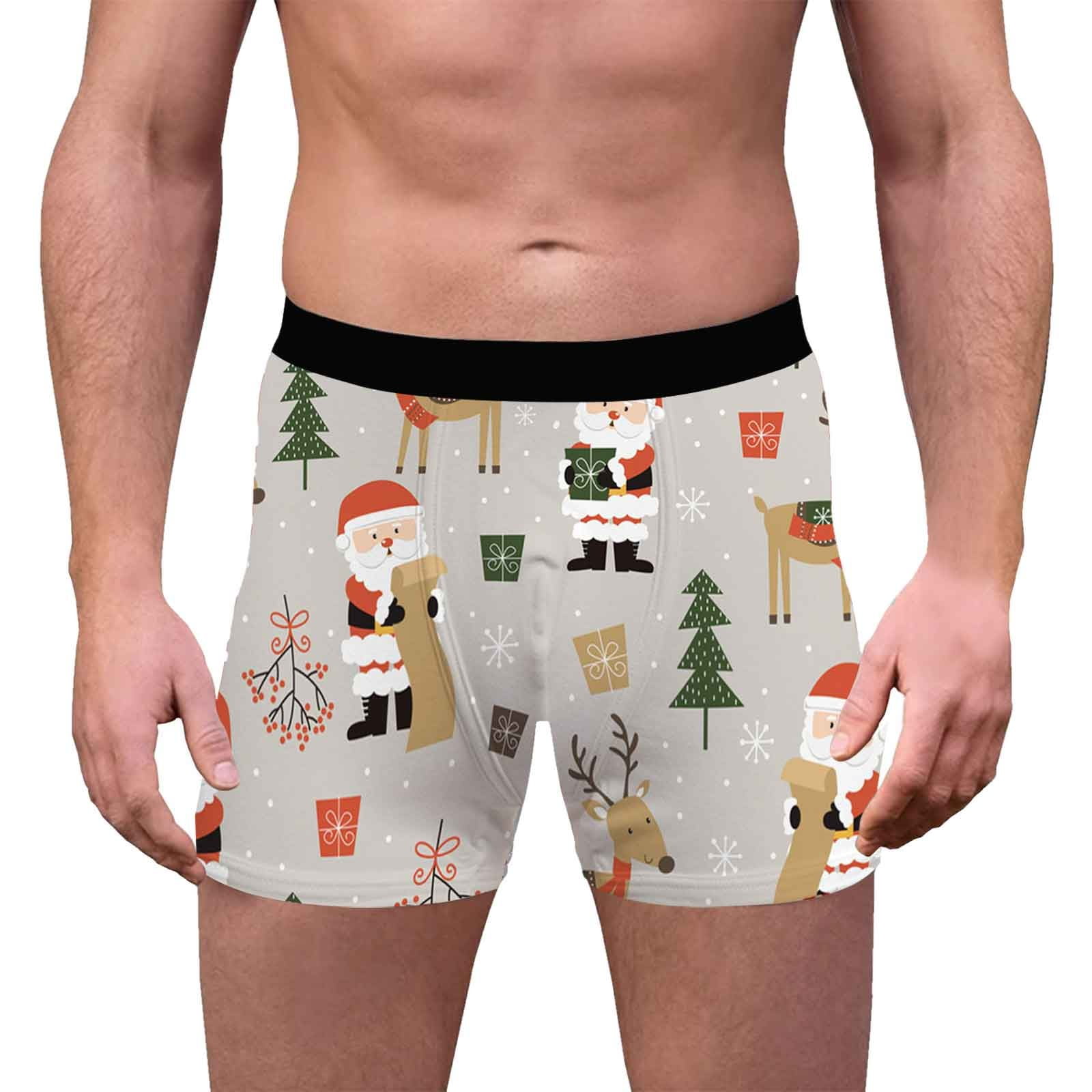 8QIDA Mens Christmas Underwear 3D Printed Breathable and Comfortable Mens Christmas Underwear