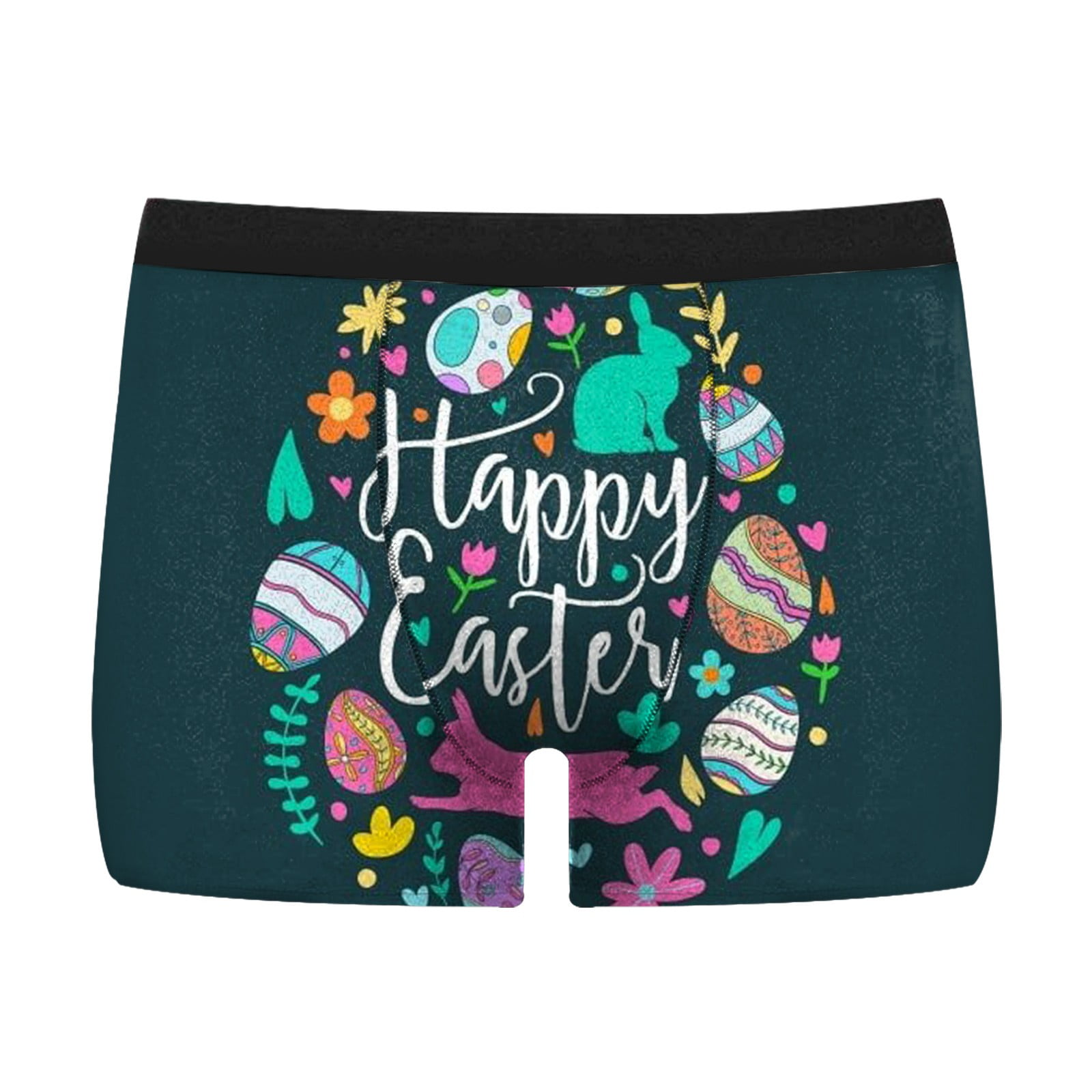 8QIDA Mens Easter Mid Rise Briefs Breathable Printed Swimming Trunks