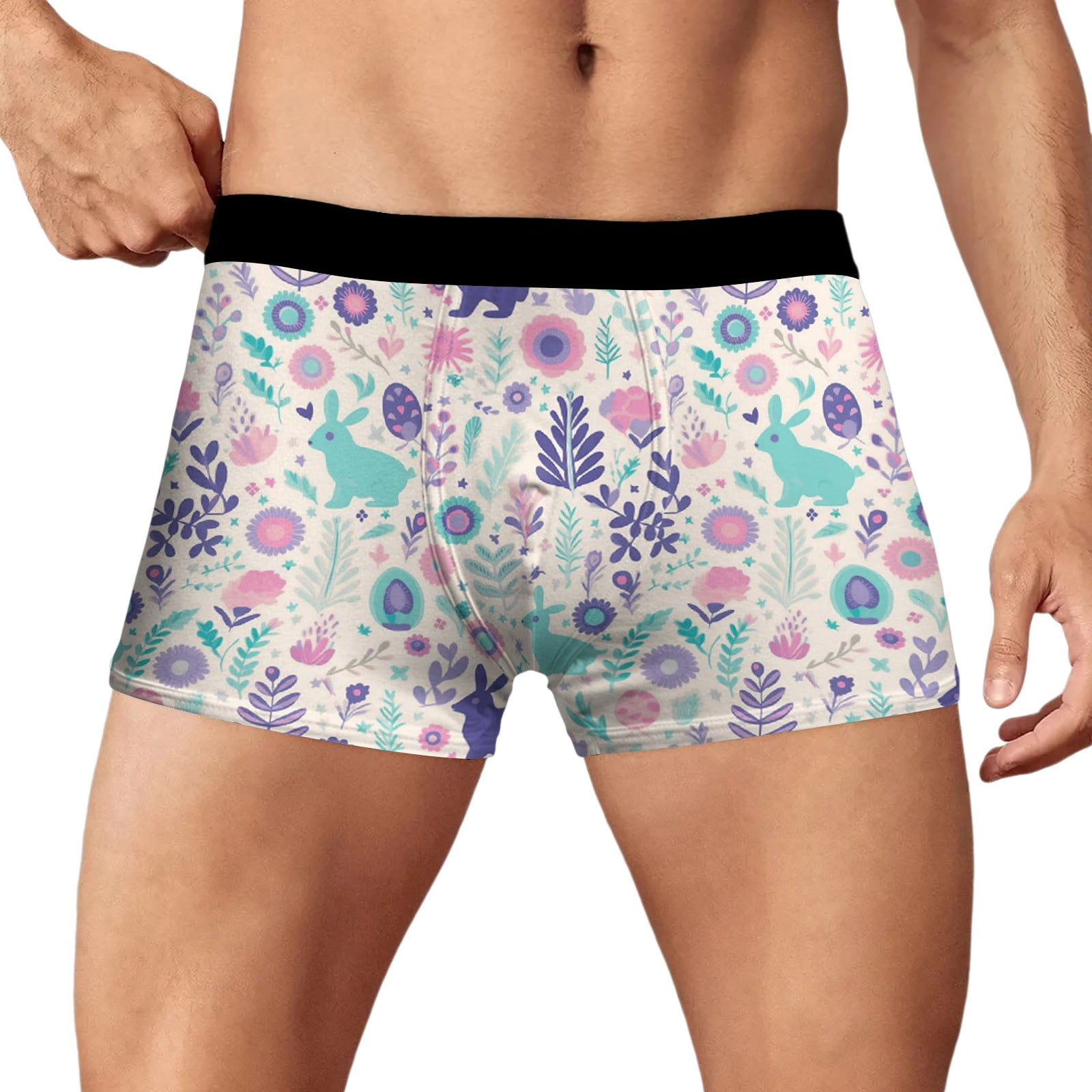 8QIDA Mens Easter Underwear Breathable Trend Novel Digital 3D Printed
