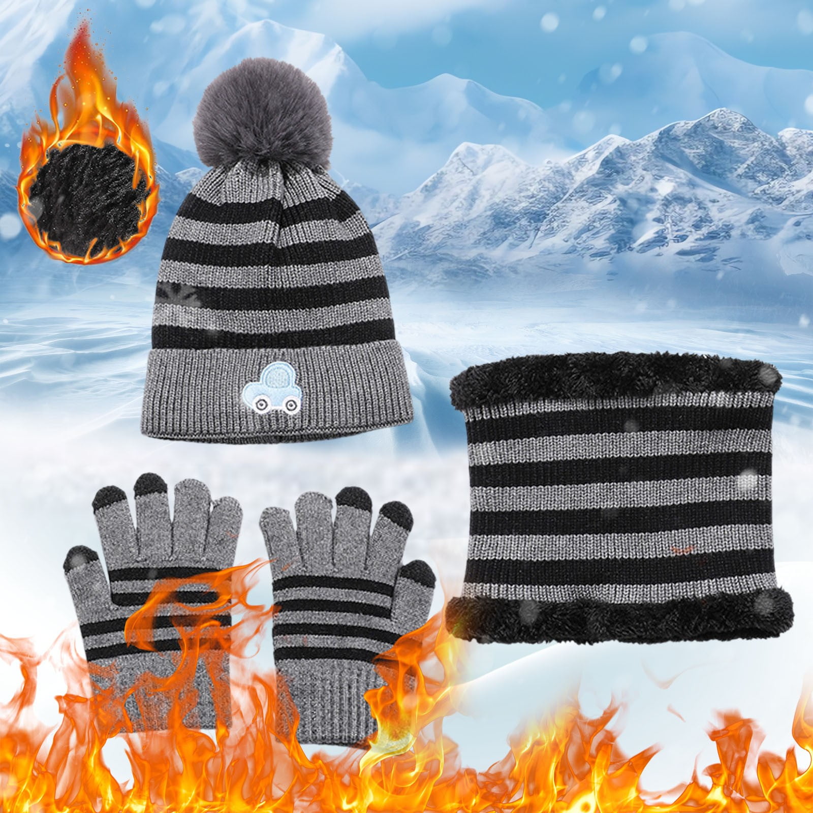 8QIDA Mens Hat Scarf And Gloves Set Winter Winter Hat Scarf And Gloves