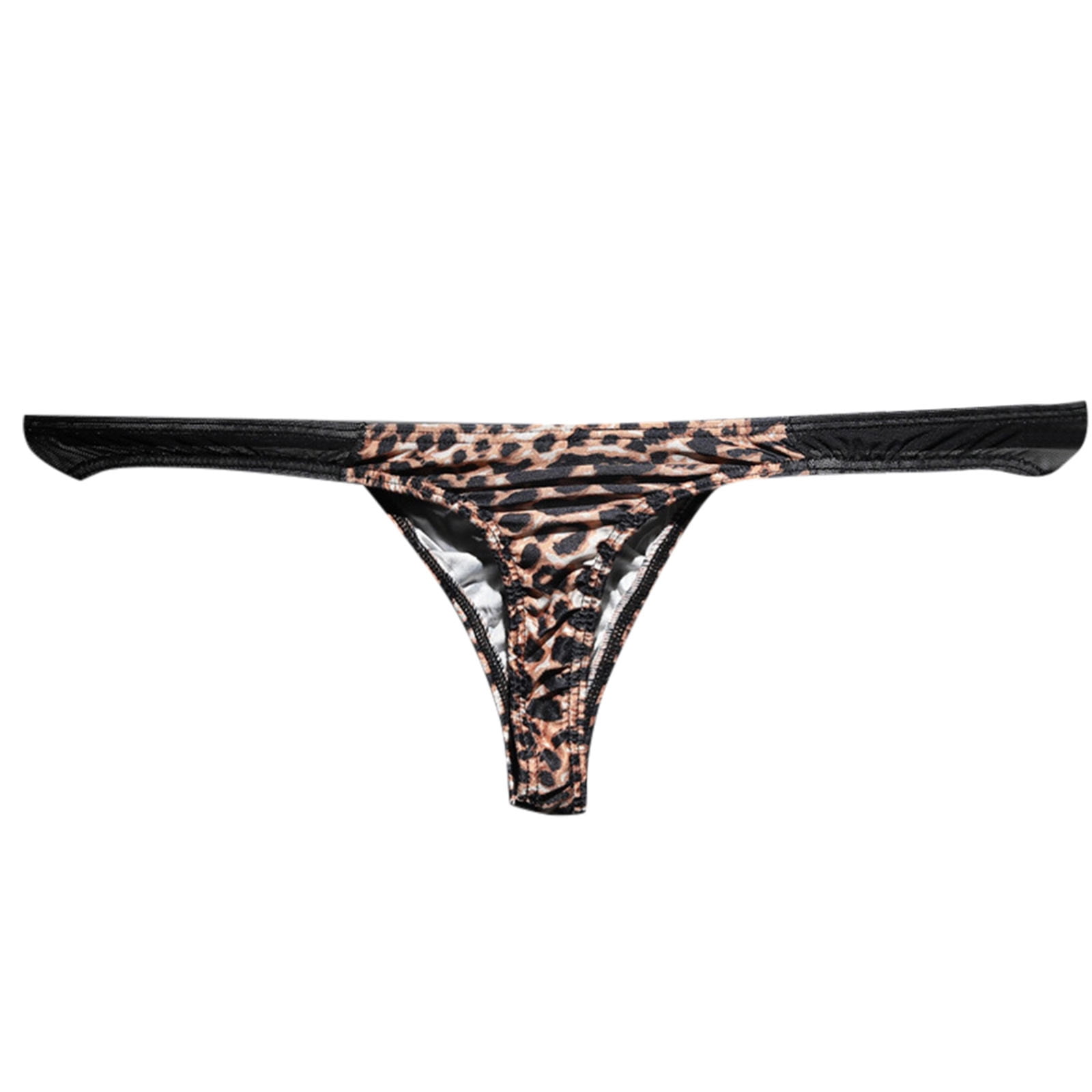 8QIDA Mens Leopard Print Underwear Sexy Thong Fun Adult Low Waisted