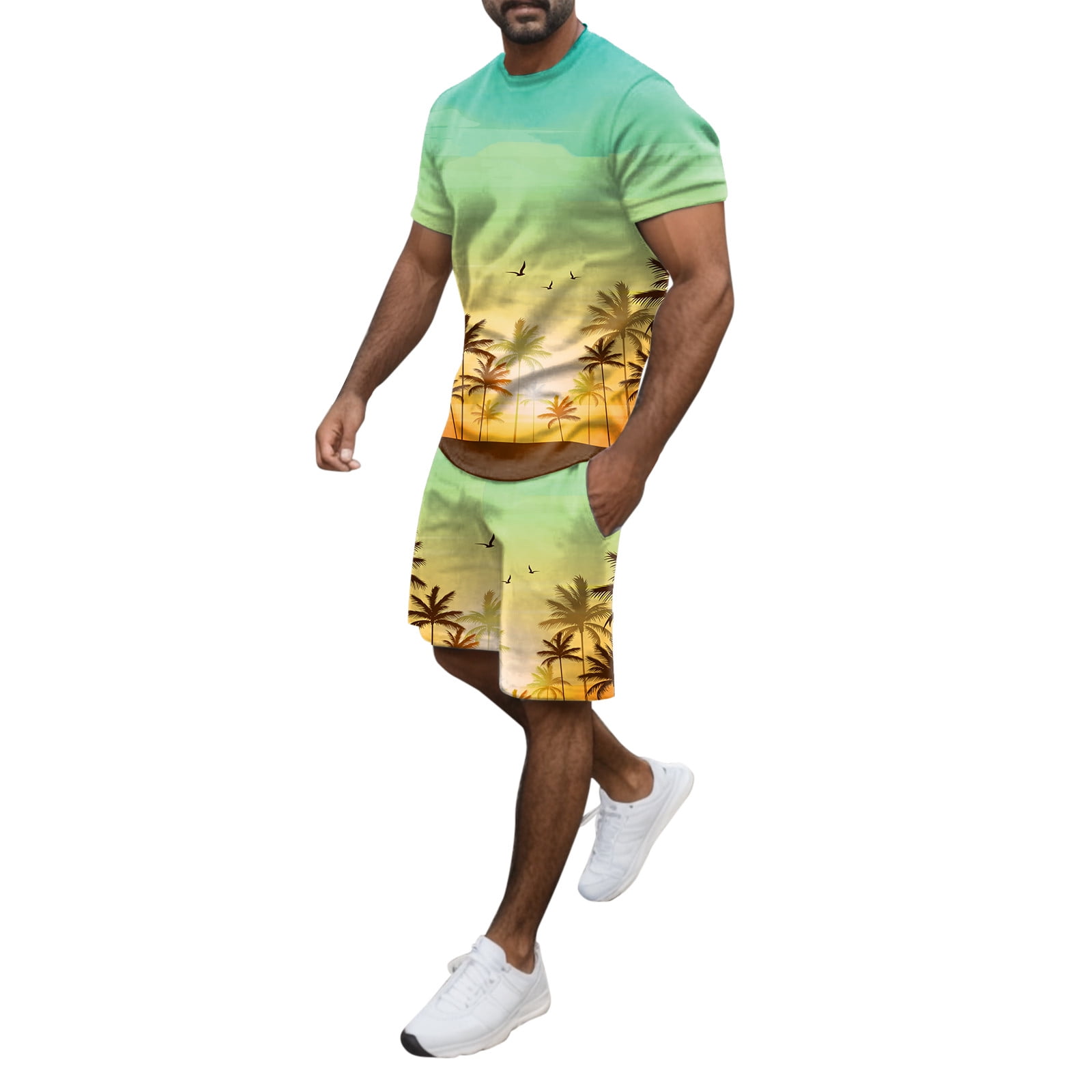 8QIDA Mens Suit Pants Black Men Summer Outfit Beach Short Sleeve ...