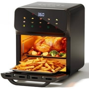 10QT Air Fryer, Convection Oven With 10 Preset Cooking Mode, Bake, Roast, Reheat, Broiler, Dehydrate, Toaster Baker, 85% Oil-Less, Visible Window and LED Digital Color Display