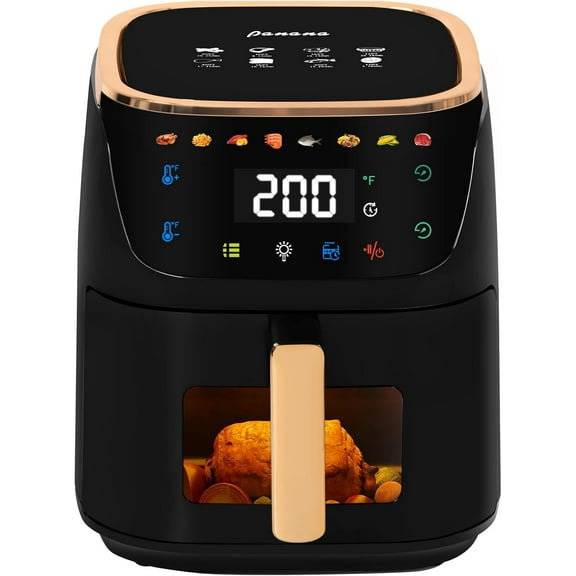 8QT Large Air Fryer Compact 8 Preset Menus Airfryer One-Touch Digital Control Presets Touchscreen Display Dishwasher Safe Nonstick Fit for Family Black