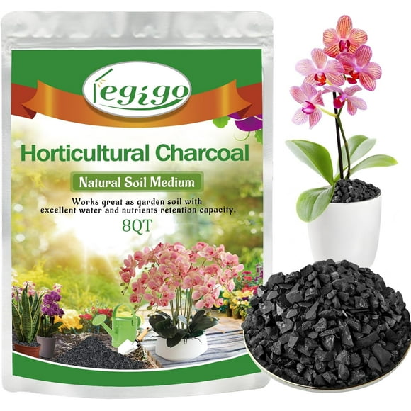 8QT All Natural Horticultural Charcoal- Activated Hardwood Plant Charcoal for Soil Amendment, Conditioning Bonsai Soil, Succulent Soil, Terrarium Supplies, Indoor Plant Potting Soil