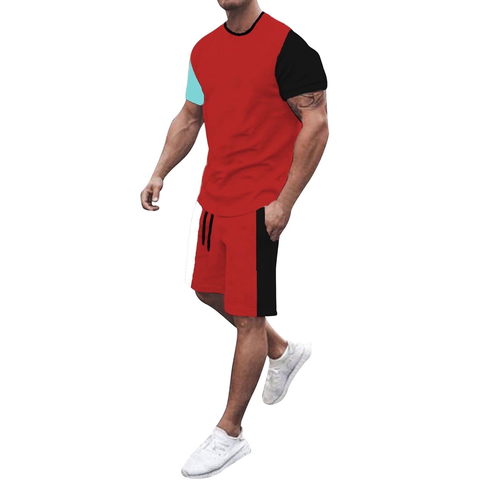 8QIDA Mens Suit Vest Men's Quick Drys 3D Short Sleeve Suit Shorts Beach