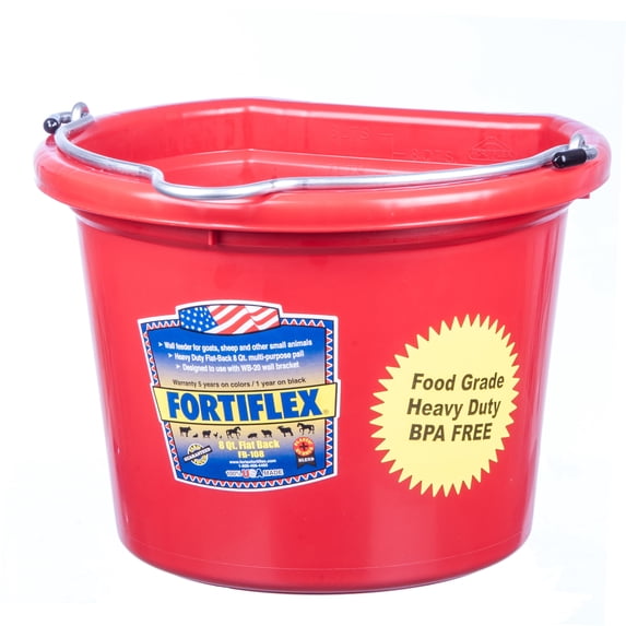 8Qt Flat Back Bucket, Color Colors: Red